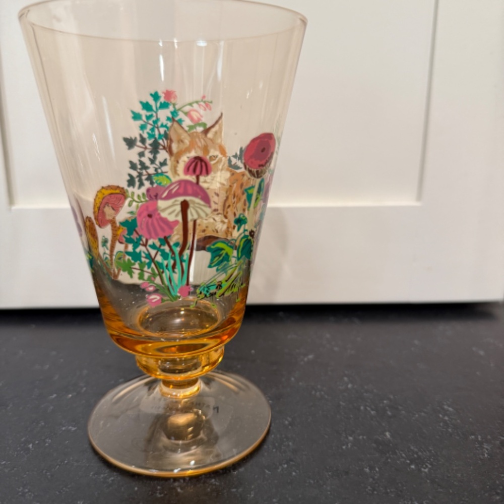 NWT Anthropologie Nathalie Lete Marais Glass Wine Goblet Lynx - Picture 5 of 7